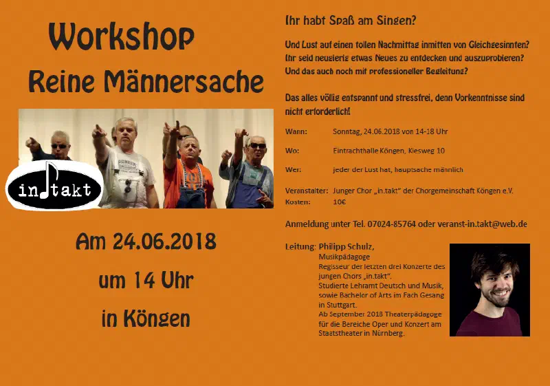 Flyer zum Männerchor-Workshop „Reine Männersache“