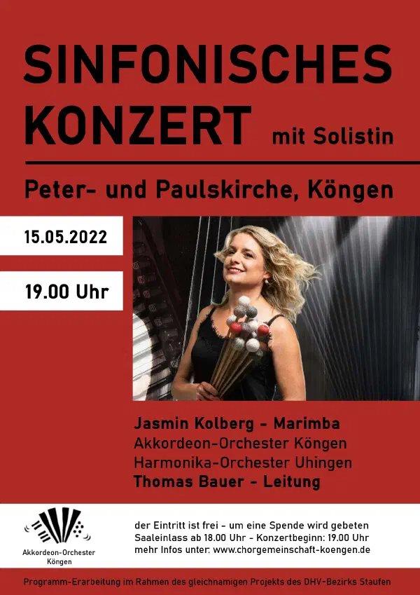 Sinfonisches Konzert am 15.05.2022 mit Solistin Jasmin Kolberg - Marimba