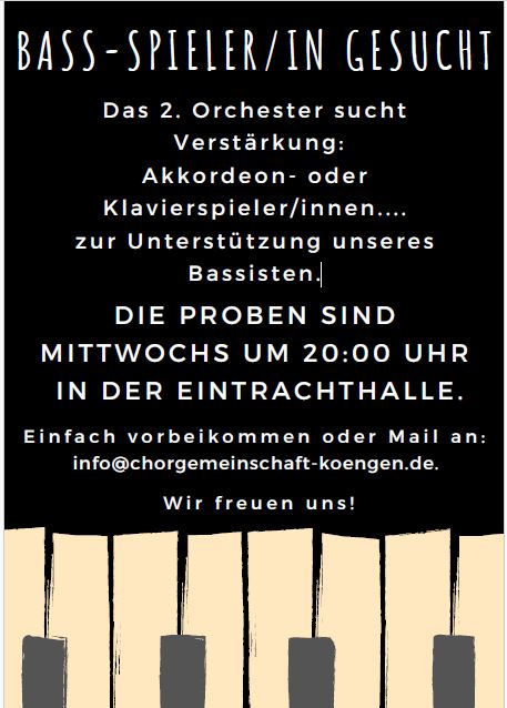 Verstärkung für unser Mittwochs-Orchester gesucht