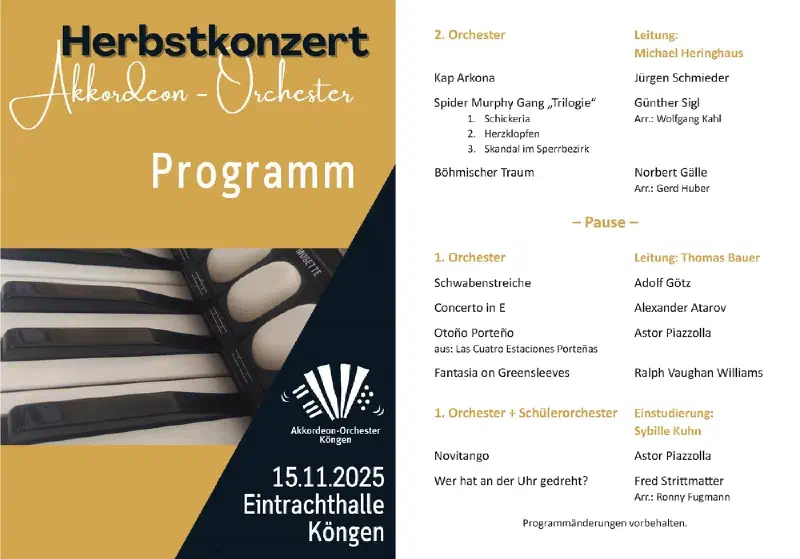 Programmfolge des Herbstkonzerts 2025